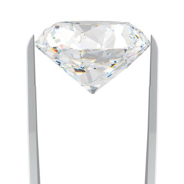 Elmas kaplı cımbızlar, beyaz arkaplanda 3 boyutlu görüntüleme  