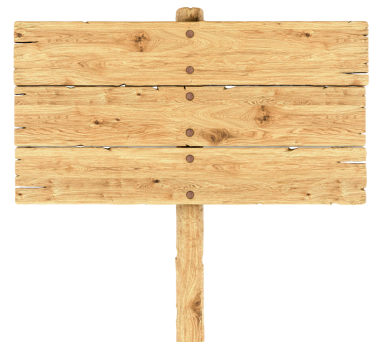 Tahta yol tabelası, ön manzara. Şeffaf arkaplanda 3B görüntüleme izole edildi