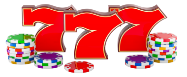 Kumarhane, kumar ve ikramiye konsepti. Kumarhane çipli 777, şeffaf arkaplanda 3 boyutlu görüntüleme.