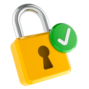 Yeşil işaretli asma kilit, güvenlik ödeme konsepti. Şeffaf arkaplanda 3B görüntüleme izole edildi