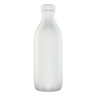 Süt ürünü, süt ya da yoğurt içeren beyaz plastik şişe. Model, şablon. Şeffaf arkaplanda 3B görüntüleme izole edildi