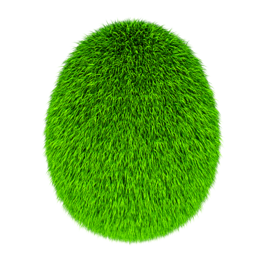 Çimenden yumurta, ekolojik kavram. Şeffaf arkaplanda 3B görüntüleme izole edildi