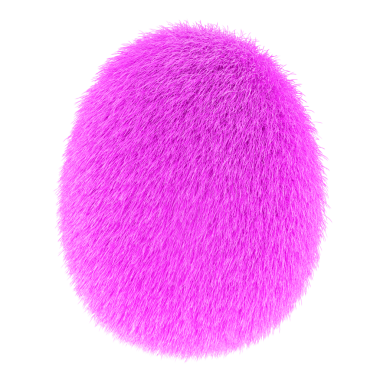 Pembe Yumurta, tüylü ve kıllı. Şeffaf arkaplanda 3B görüntüleme izole edildi