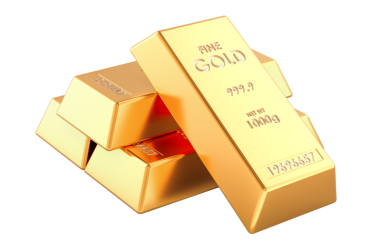 Altın külçeler, altın külçeler. Şeffaf arkaplanda 3B görüntüleme izole edildi