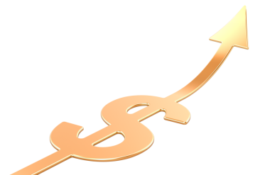 Dolar büyüyor, konsept. Şeffaf arkaplanda 3B görüntüleme izole edildi