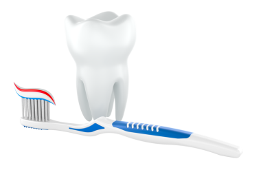 Diş fırçası ve diş macunu. Şeffaf arkaplanda 3B görüntüleme izole edildi