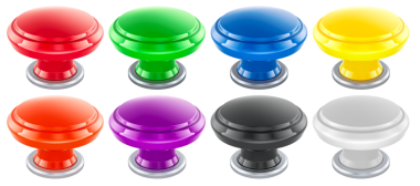 Renkli tuşlar, hazır. Şeffaf arkaplanda 3B görüntüleme izole edildi