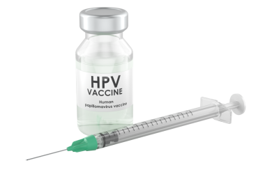 Şırıngalı HPV aşısı. İnsan Papillomavirus Aşısı, konsept. Şeffaf arkaplanda 3B görüntüleme izole edildi
