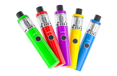 Renkli Vape Kalemleri, USB şarj edilebilir pilli Elektronik Sigaralar, şeffaf arkaplanda 3D görüntüleme