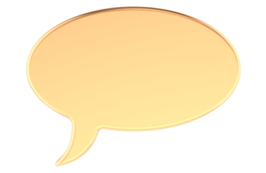 Altın konuşma balonu, 3D görüntüleme şeffaf arkaplan üzerinde izole