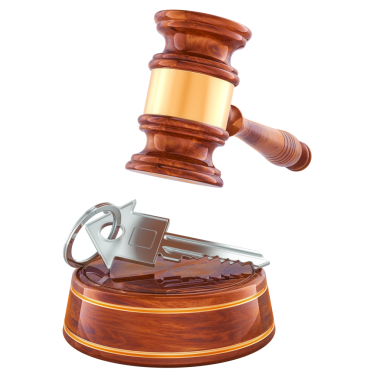 Evdeki anahtarı olan tahta tokmak, şeffaf arkaplanda 3 boyutlu görüntüleme