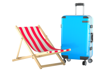 Çantalı şezlong, şeffaf arkaplanda 3 boyutlu görüntüleme