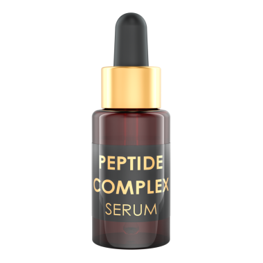 Peptid kompleksi serum, camdan bir şişe damlatın. Şeffaf arkaplanda 3B görüntüleme izole edildi