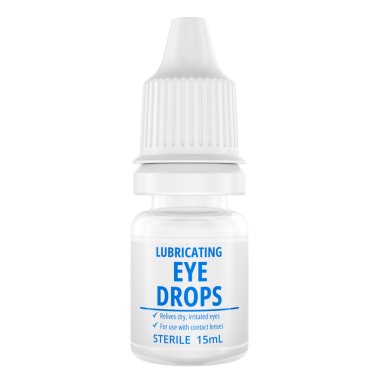 Kuru gözler için göz damlası şişesi. Şeffaf arkaplanda 3B görüntüleme izole edildi