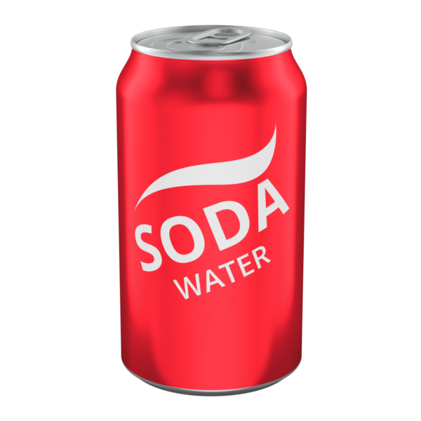 Soda water in red metallic can. 3D rendering isolated on transparent background
