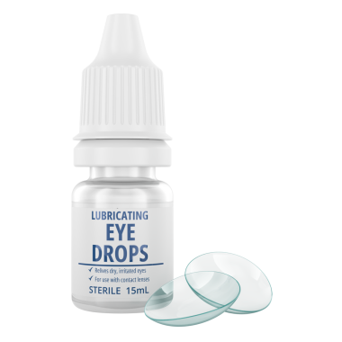 Kontakt lenslerle göz damlalarını yağlamak, şeffaf arkaplanda 3 boyutlu görüntüleme