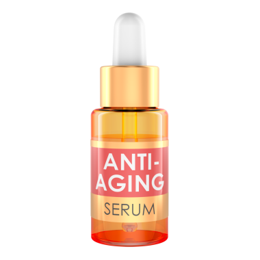 Düşüren ile Yaşlanma Karşıtı Serum Şişesi, 3D Görüntü şeffaf arkaplanda izole edildi