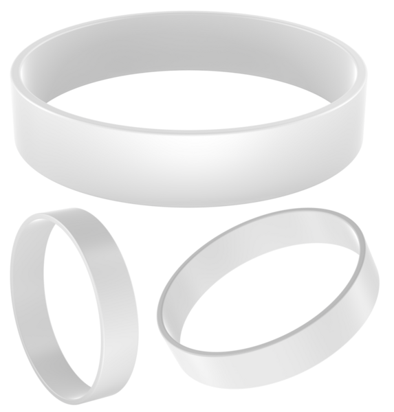 Silikon bileklikler, beyaz renk, model. Birden fazla açı. Şeffaf arkaplanda 3B görüntüleme izole edildi