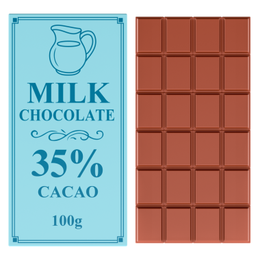 Mavi ambalajlı sütlü çikolata. Şeffaf arkaplanda 3B görüntüleme izole edildi