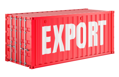 Export, nakliye konteynırı. Şeffaf arkaplanda 3B görüntüleme izole edildi