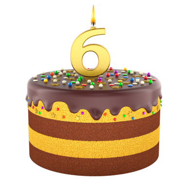 6 numaralı mumlu çikolatalı pasta. Şeffaf arkaplanda 3B görüntüleme izole edildi