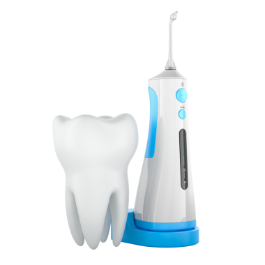 Azıdişi olan diş temizleyicisi. Şeffaf arkaplanda 3B görüntüleme izole edildi