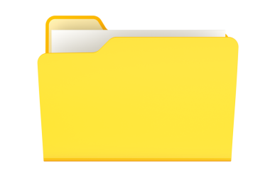 İçinde belgeler olan sarı dosya klasörü. Şeffaf arkaplanda 3B görüntüleme izole edildi