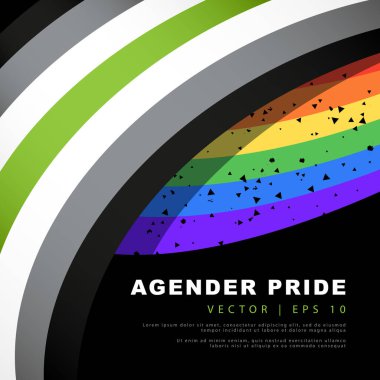 LGBT flag and agender pride flag. Sexual identification. Lack of gender identity. Vector illustration on a dark background.
