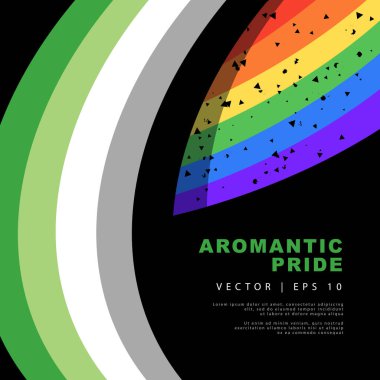 The LGBT flag and the flag of aromantic pride. Sexual identification. Vector illustration on a black background.