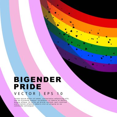 The LGBT flag and the flag of bigender pride. Sexual identification. Vector illustration on a dark background.