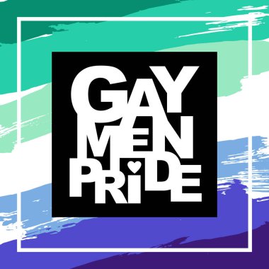 Abstract background of green, white, blue and purple brush strokes drawn by hand. Gay men pride flag. Sexual identification. Vector illustration.