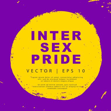 Intersex pride flag close-up. Yellow circle with purple border. Sexual identification. Vector illustration.