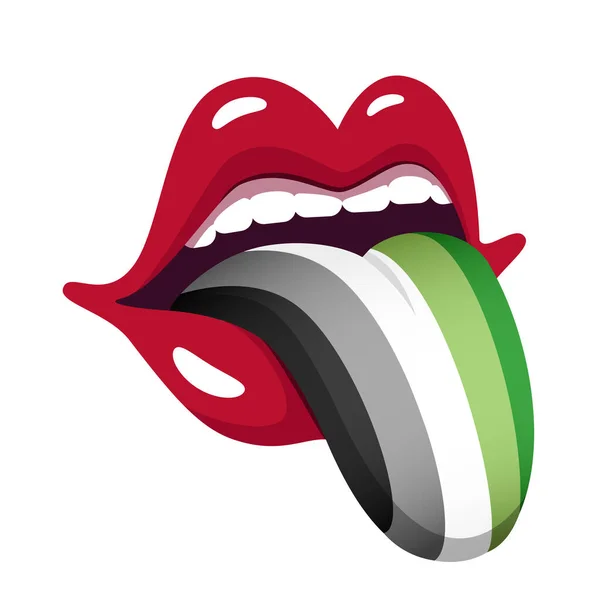 Red Lips Protruding Tongue Painted Colors Flag Aromantic Pride Colorful — Vetor de Stock