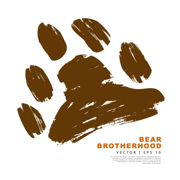 Symbol Sign Bear Brotherhood Bear Trail Brown Brush Strokes Drawn — Wektor stockowy
