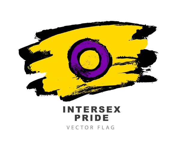 Flag Intersex Pride Colored Brush Strokes Drawn Hand Colorful Logo — Stockvector