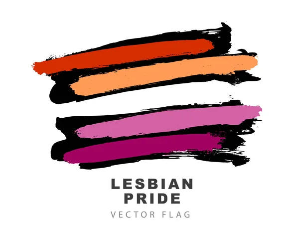 Flag Lesbian Pride Colored Brush Strokes Drawn Hand Colorful Logo — Stock Vector