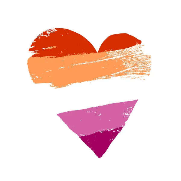 Lesbian Pride Flag Shape Big Heart Colorful Logo One Lgbt — Stock Vector