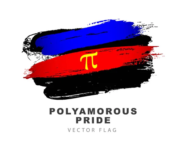 Flag Polyamorous Pride Colored Brush Strokes Drawn Hand Colorful Logo — Διανυσματικό Αρχείο