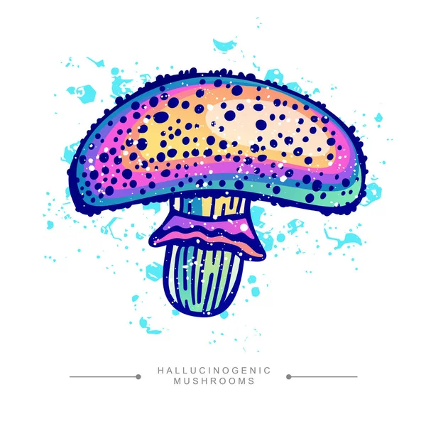 Amazing Fly Agaric Sticker Concept Toadstool Hand Drawn Toxic Fantastic — 스톡 벡터