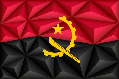 Abstract polygonal background in the form of colorful red and black stripes of the Angolan flag. Polygonal flag of Angola. Vector illustration.