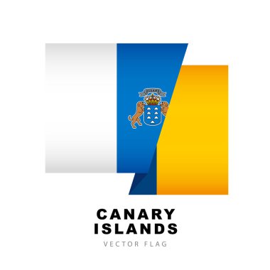Flag of the Canary Islands. Vector illustration isolated on white background. Colorful logo Canary Islands flag.