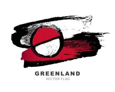 Flag of Greenland. Colored brush strokes drawn by hand. Vector illustration isolated on white background. Colorful greenland flag logo.