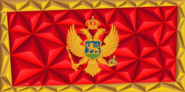 Abstract polygonal background in the form of colorful red and gold pyramids. Polygonal flag of Montenegro. Vector illustration.