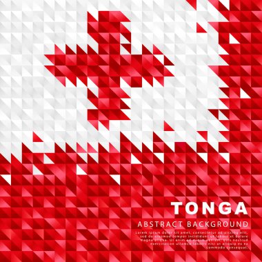 Flag of Tonga. Abstract background of small red and white triangles. Vector illustration.
