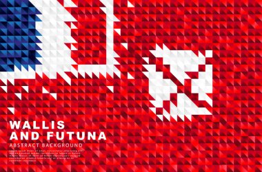 Flag of Wallis and Futuna. Abstract background of small colorful red, blue and white triangles. Vector illustration.