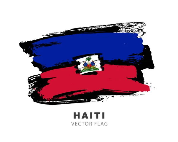 Flag Haiti Colored Brush Strokes Drawn Hand Vector Illustration Isolated — Stock vektor
