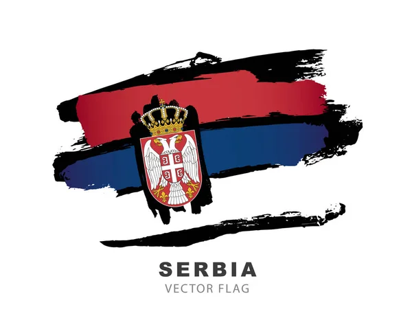 Serbia Flag Colored Brush Strokes Drawn Hand Vector Illustration Isolated — Stok Vektör