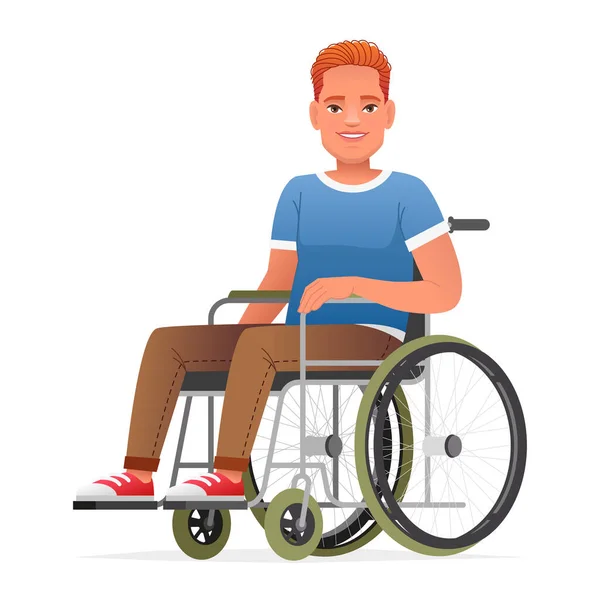Orang Cacat Yang Gembira Sedang Beristirahat Kursi Roda Seorang Pria - Stok Vektor