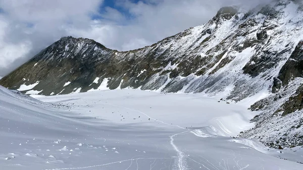 Vista Superior Del Glaciar Akkem Paso Delaunay Cubierto Nieve Escalando — Foto de Stock