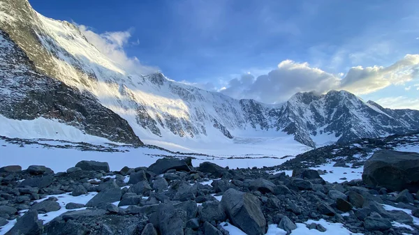 Vista Parede Akkema Altai Mountains Escalar Monte Belukha Linda Paisagem — Fotografia de Stock